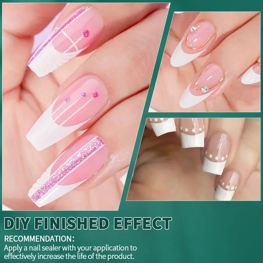 Nailpop French Nail Tips 120PCS Short French Full Cover White Clear False Nails 12 Sizes Square Acrylic Press On Nails with Box