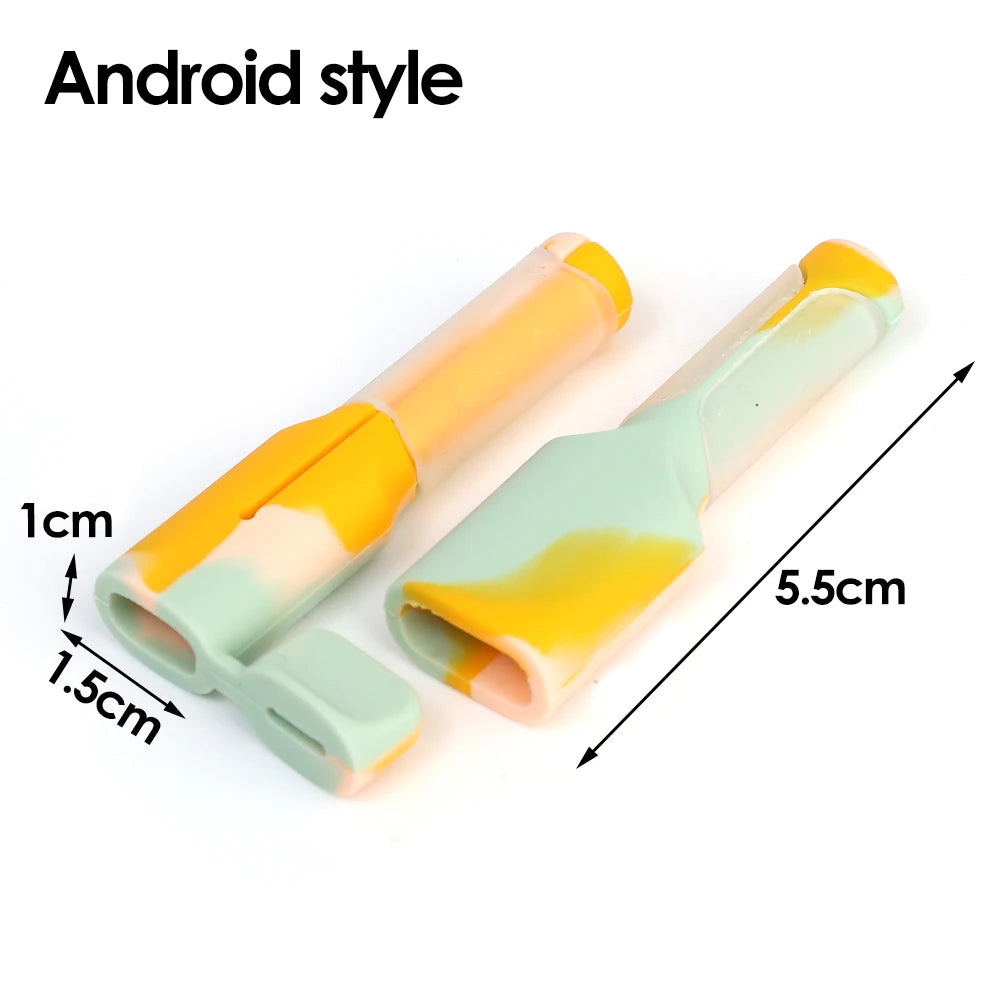 2in1 Data Cable Protector Cover Cute Silicone USB&Type C Charger Cable Saver Universal Mini Anti-Break Mobile Phone Cord Holder