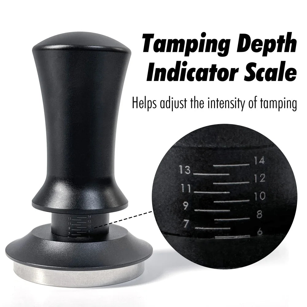 Coffee Tamper 58mm 54mm 51mm Ripple Base Leveling Constant Pressure Calibrated Spring Loaded Barista Tools Espresso Accessories