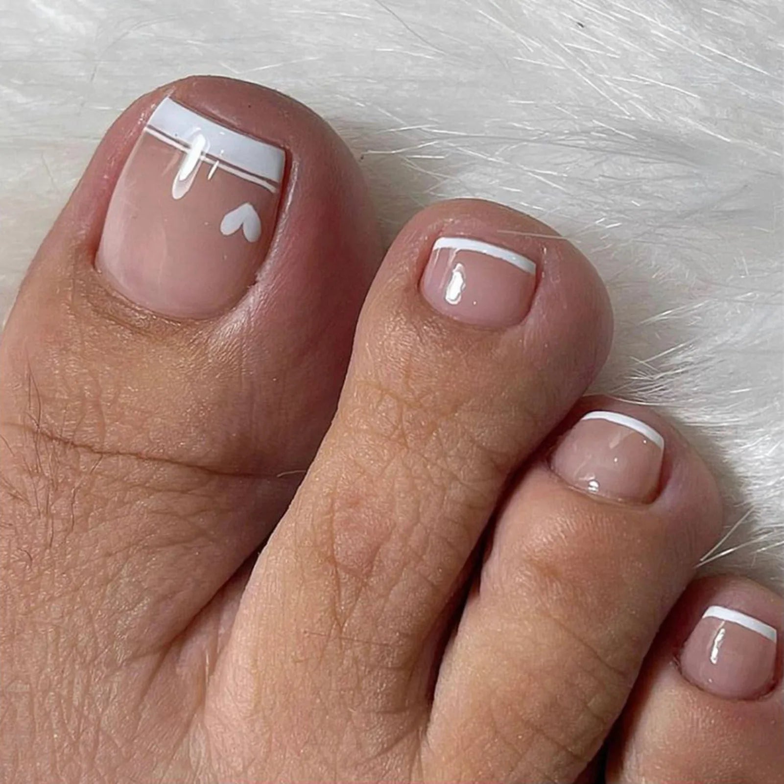 False Toes Nails French Square Nude Color Nature Fake Toe Nails Feet Nail Tips Artificial Press On Toenails for Women 2025