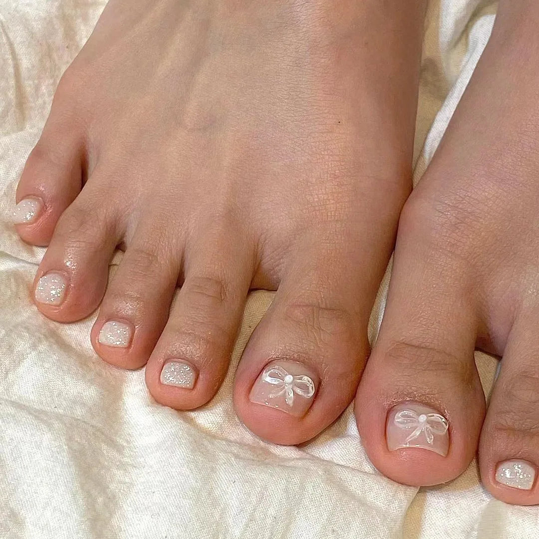 False Toes Nails French Square Nude Color Nature Fake Toe Nails Feet Nail Tips Artificial Press On Toenails for Women 2025