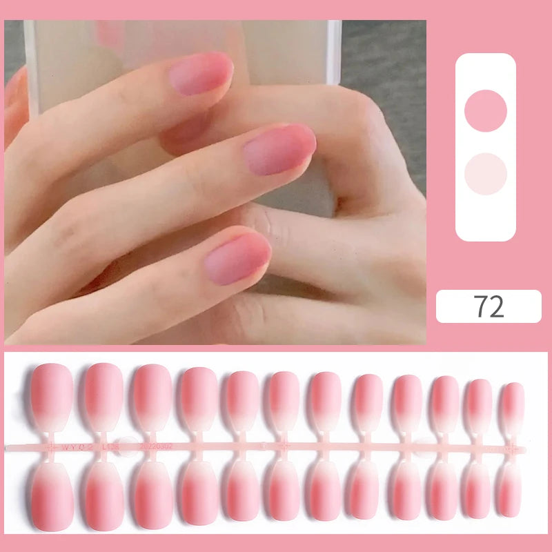 French Fake Nails Short Square Press on Nails Women Wearable Art Nail Tips Detachable Full Finished False Nails