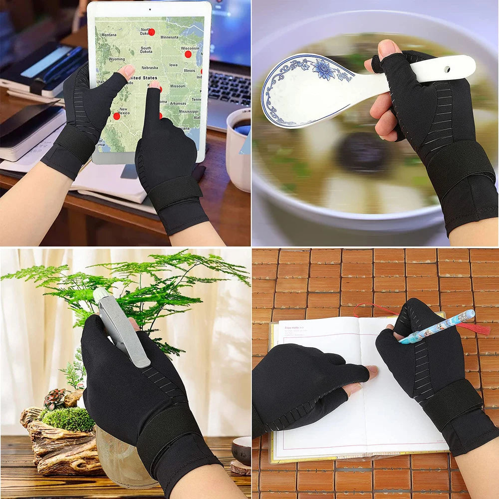 1 Pair Fingerless Compression Arthritis Gloves – Support for Hand Swelling & Joint Stiffness