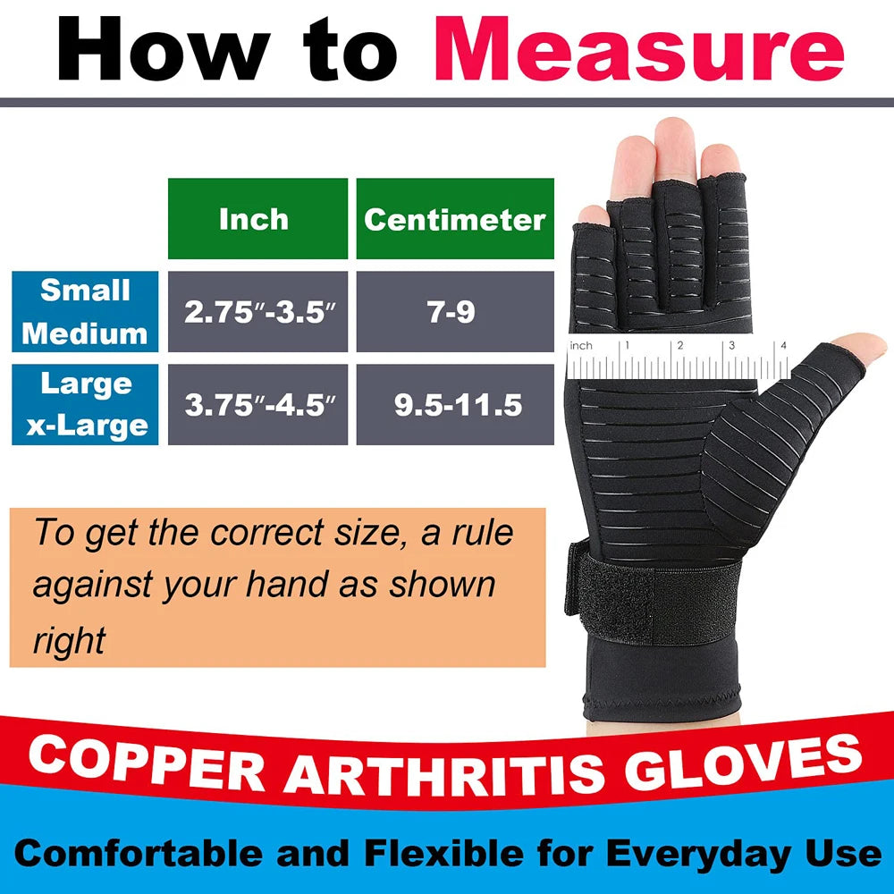 1 Pair Fingerless Compression Arthritis Gloves – Support for Hand Swelling & Joint Stiffness