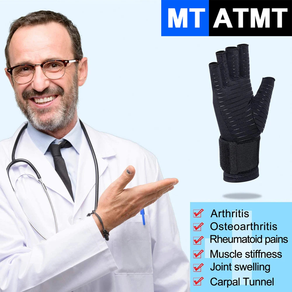 1 Pair Fingerless Compression Arthritis Gloves – Support for Hand Swelling & Joint Stiffness