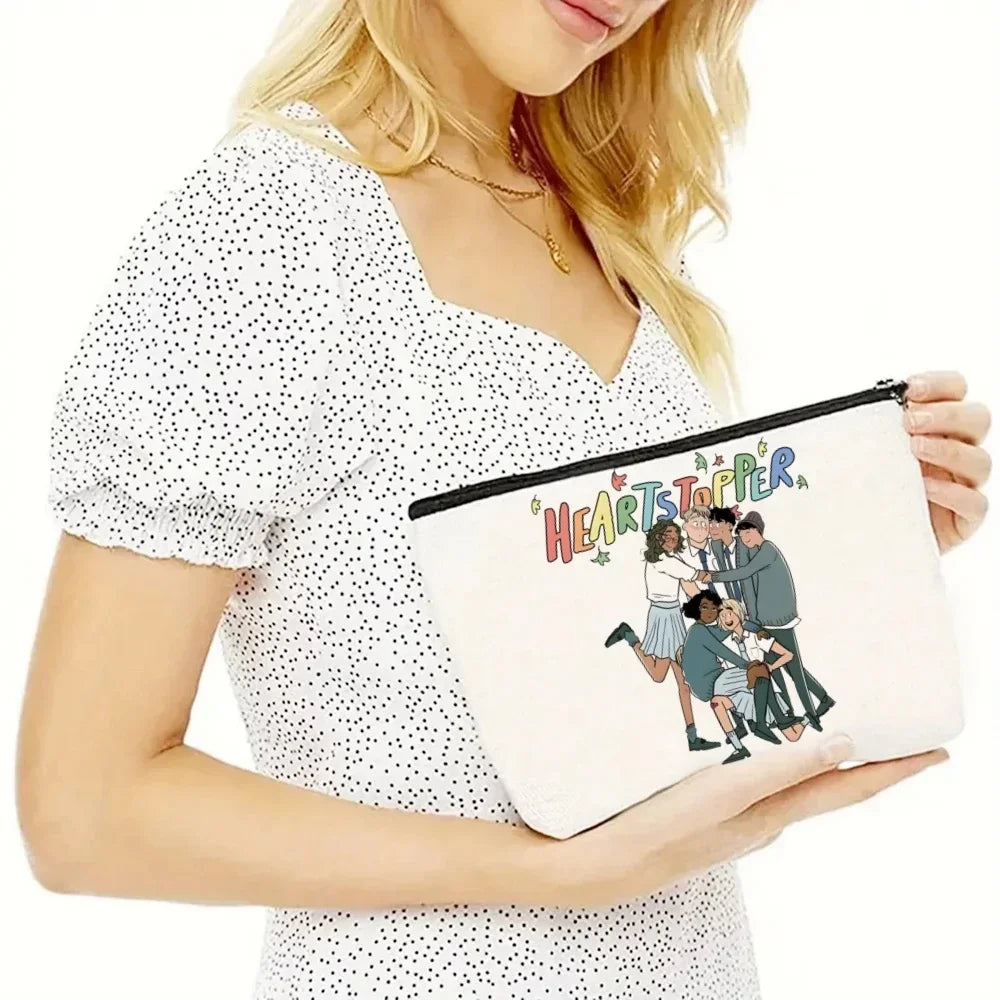 2pcs/set Ladies Handbag Cosmetic Bag Show Heartstopper Canvas Fashion Shoulder Bag Eco Large Capacity Shopping Bag Purse