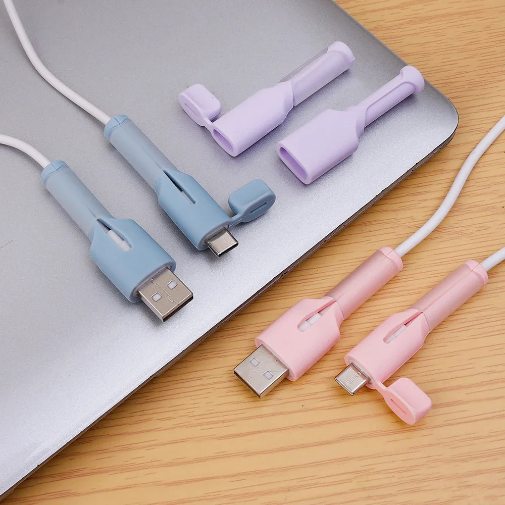 6-1PCS Charger Cable Protective Cap for Android Micro USB Type C Dustproof Cable Protector Cord Saver Data Line Silicone Cover