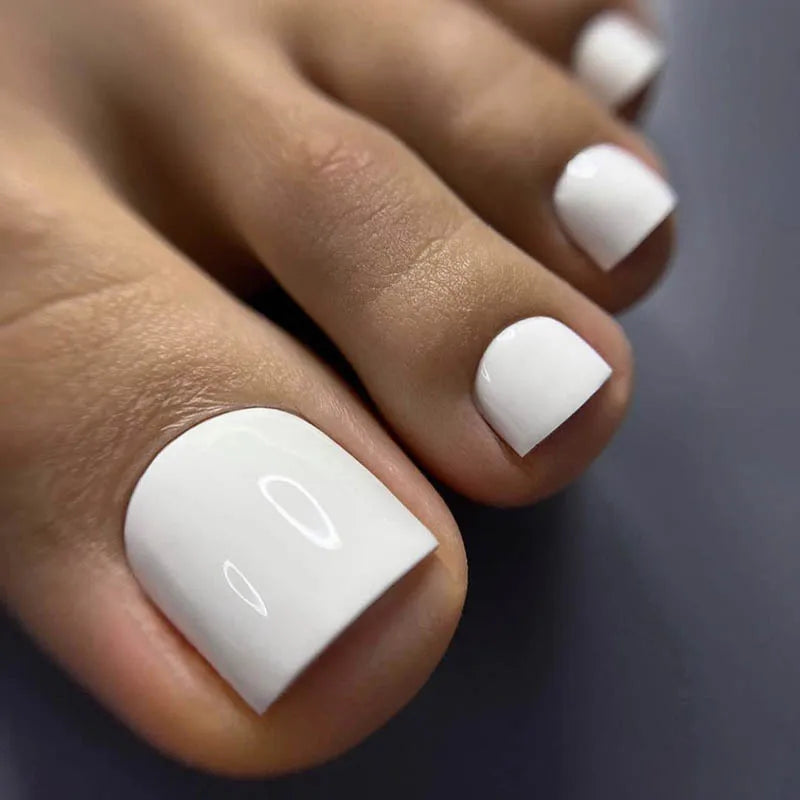 False Toes Nails French Square Nude Color Nature Fake Toe Nails Feet Nail Tips Artificial Press On Toenails for Women 2025