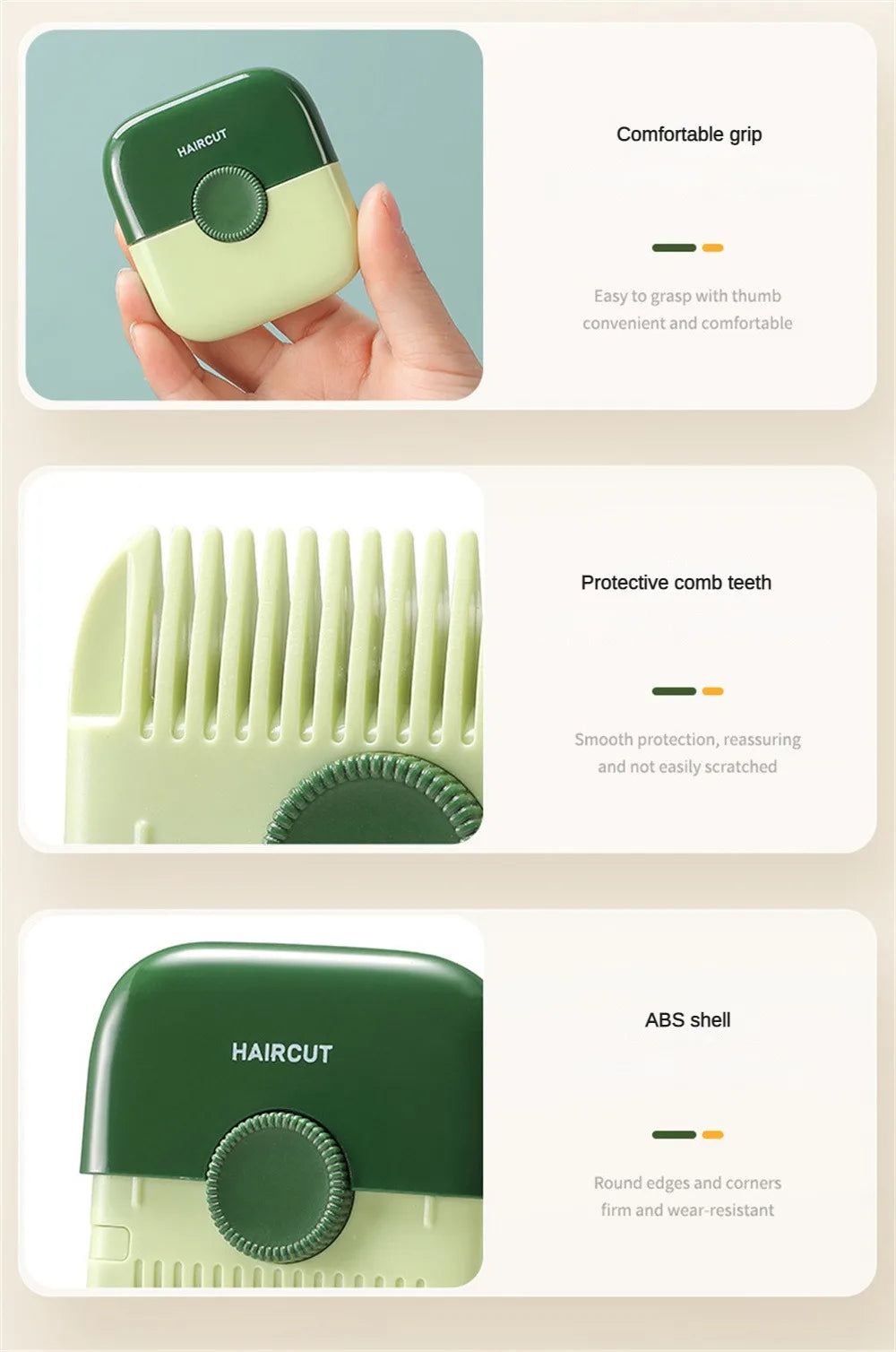 2 in 1 Baby HairCut and Hairdressing Comb Trim Bangs and Broken Hair Bangs Trimmer Manual Portable Children's Hair Clipper
