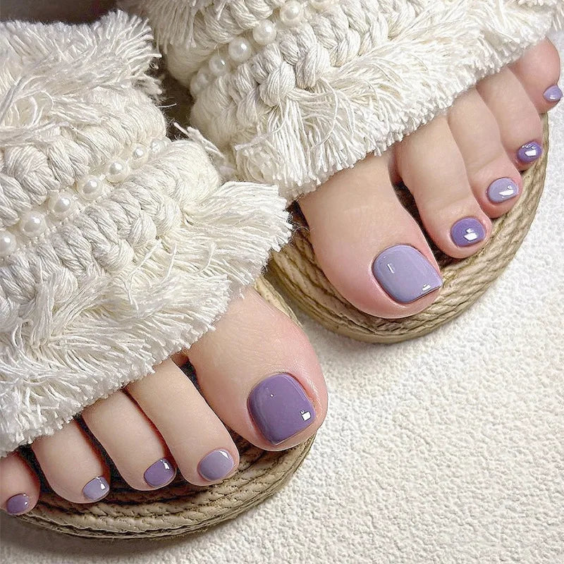 False Toes Nails French Square Nude Color Nature Fake Toe Nails Feet Nail Tips Artificial Press On Toenails for Women 2025