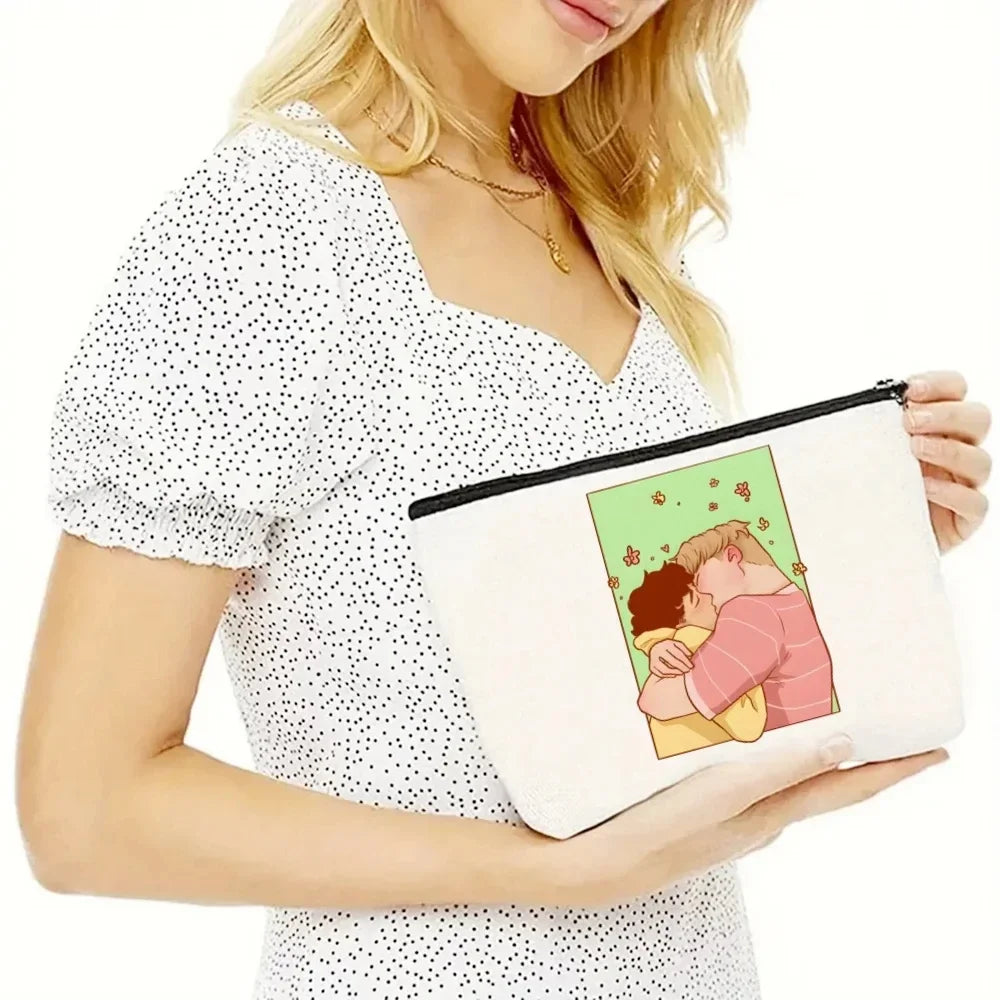 2pcs/set Ladies Handbag Cosmetic Bag Show Heartstopper Canvas Fashion Shoulder Bag Eco Large Capacity Shopping Bag Purse