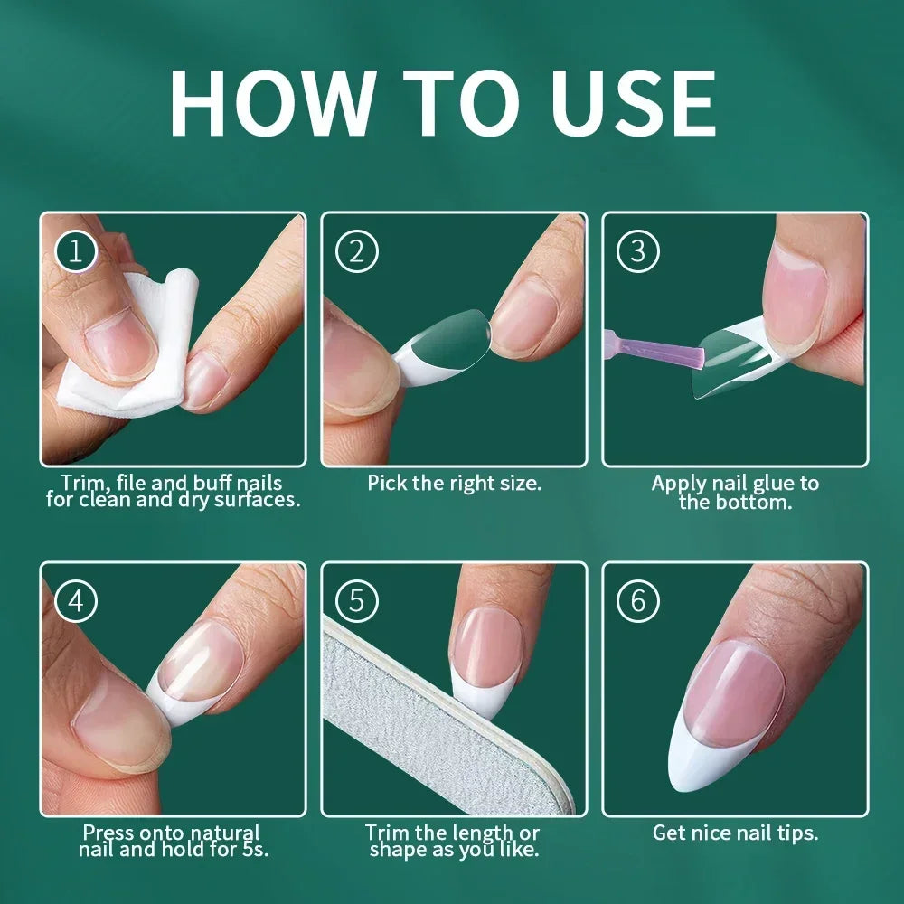 Nailpop French Nail Tips 120PCS Short French Full Cover White Clear False Nails 12 Sizes Square Acrylic Press On Nails with Box