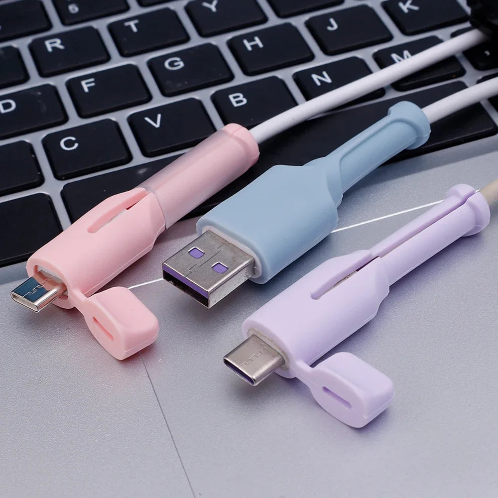 6-1PCS Charger Cable Protective Cap for Android Micro USB Type C Dustproof Cable Protector Cord Saver Data Line Silicone Cover