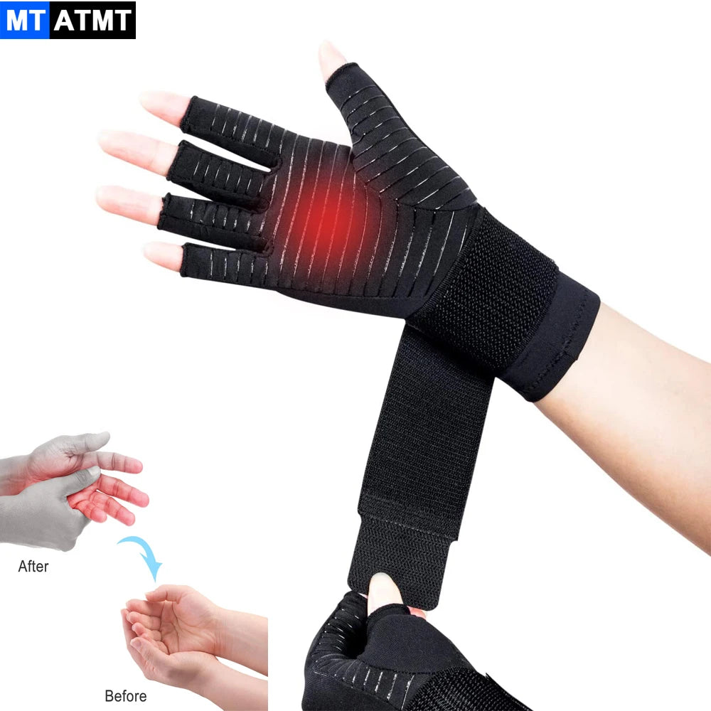 1 Pair Fingerless Compression Arthritis Gloves – Support for Hand Swelling & Joint Stiffness
