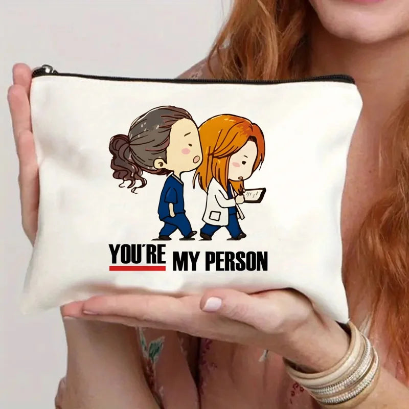 Greys Anatomy Tote Set - Women's You're My Person Heart Shoulder Bag with Easy Access & Matching Clutch Pouch Gift for Nurse