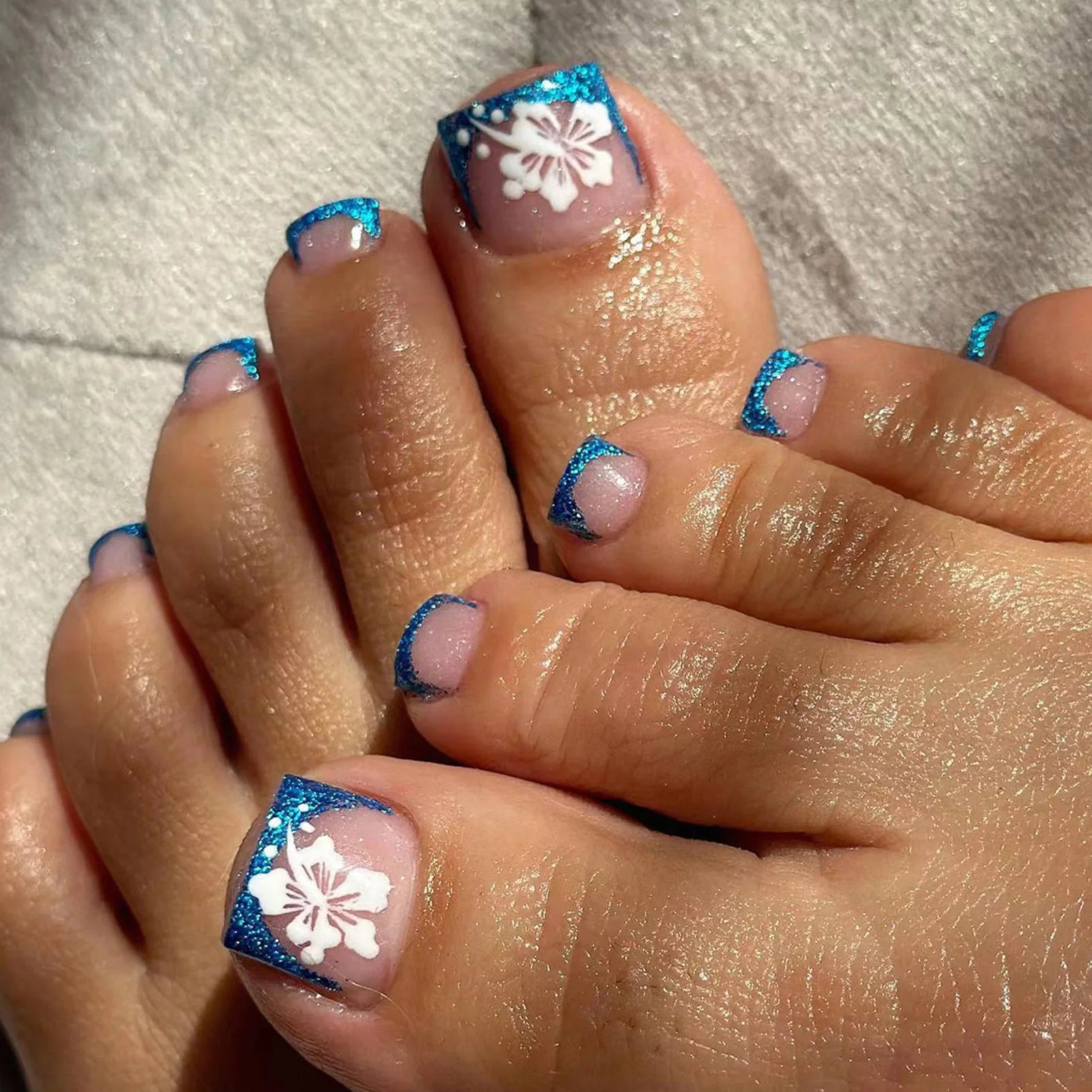 False Toes Nails French Square Nude Color Nature Fake Toe Nails Feet Nail Tips Artificial Press On Toenails for Women 2025