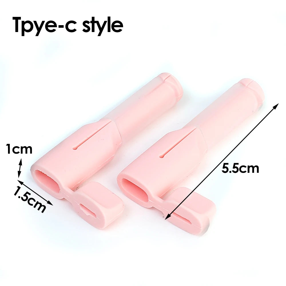 2in1 Data Cable Protector Cover Cute Silicone USB&Type C Charger Cable Saver Universal Mini Anti-Break Mobile Phone Cord Holder