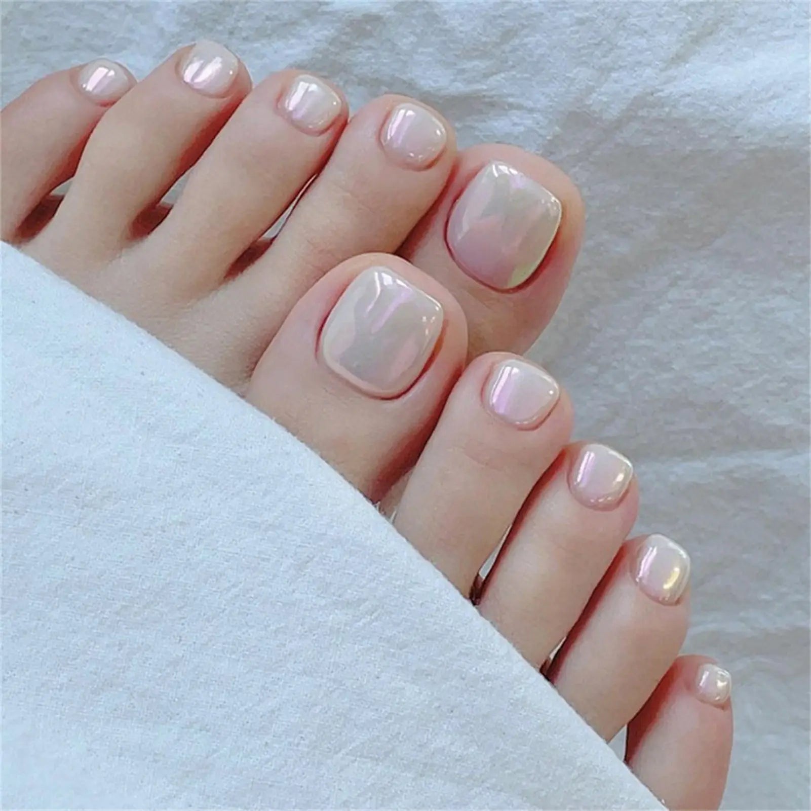 False Toes Nails French Square Nude Color Nature Fake Toe Nails Feet Nail Tips Artificial Press On Toenails for Women 2025