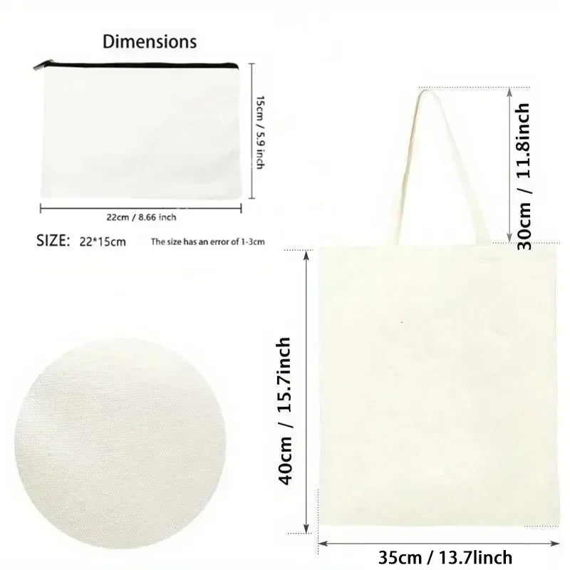 2pcs/set Ladies Handbag Cosmetic Bag Show Heartstopper Canvas Fashion Shoulder Bag Eco Large Capacity Shopping Bag Purse