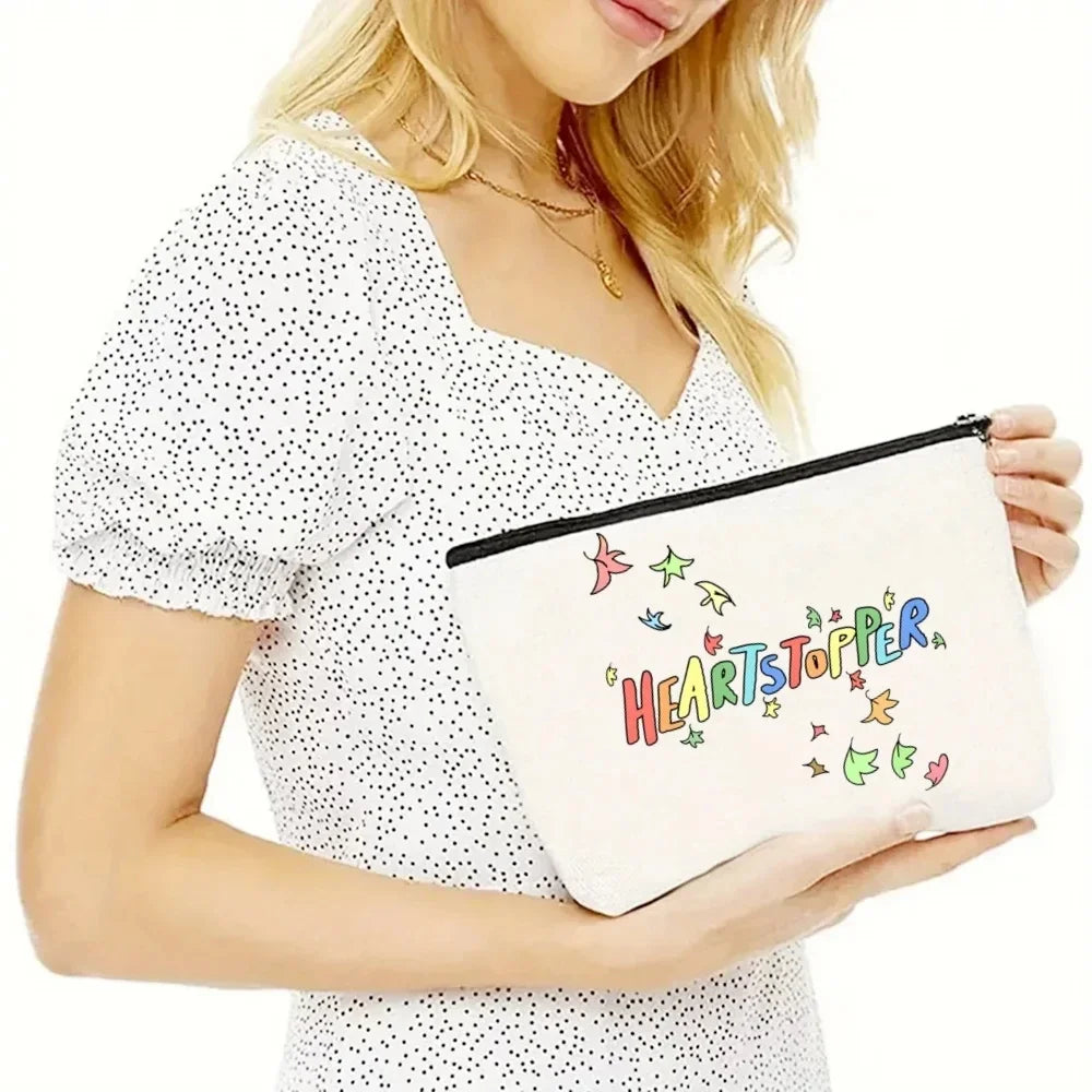 2pcs/set Ladies Handbag Cosmetic Bag Show Heartstopper Canvas Fashion Shoulder Bag Eco Large Capacity Shopping Bag Purse
