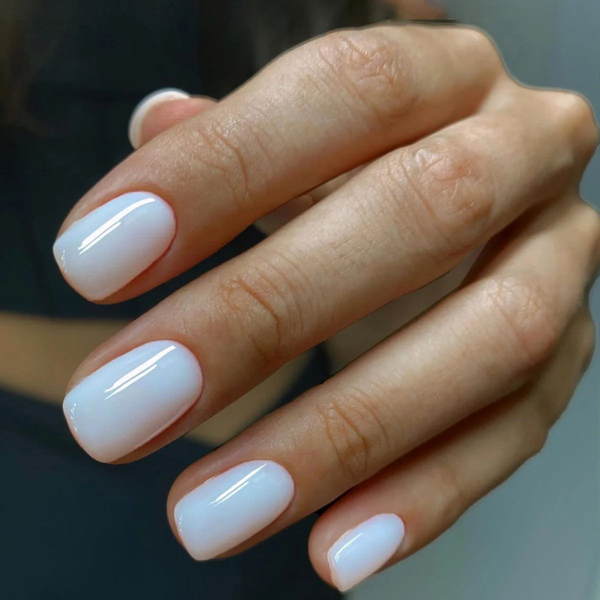 Naked Pink French White Side False Nails Short Simple Nail Beauty Press on Fake Nails Full Cover Artificial Nails Tips