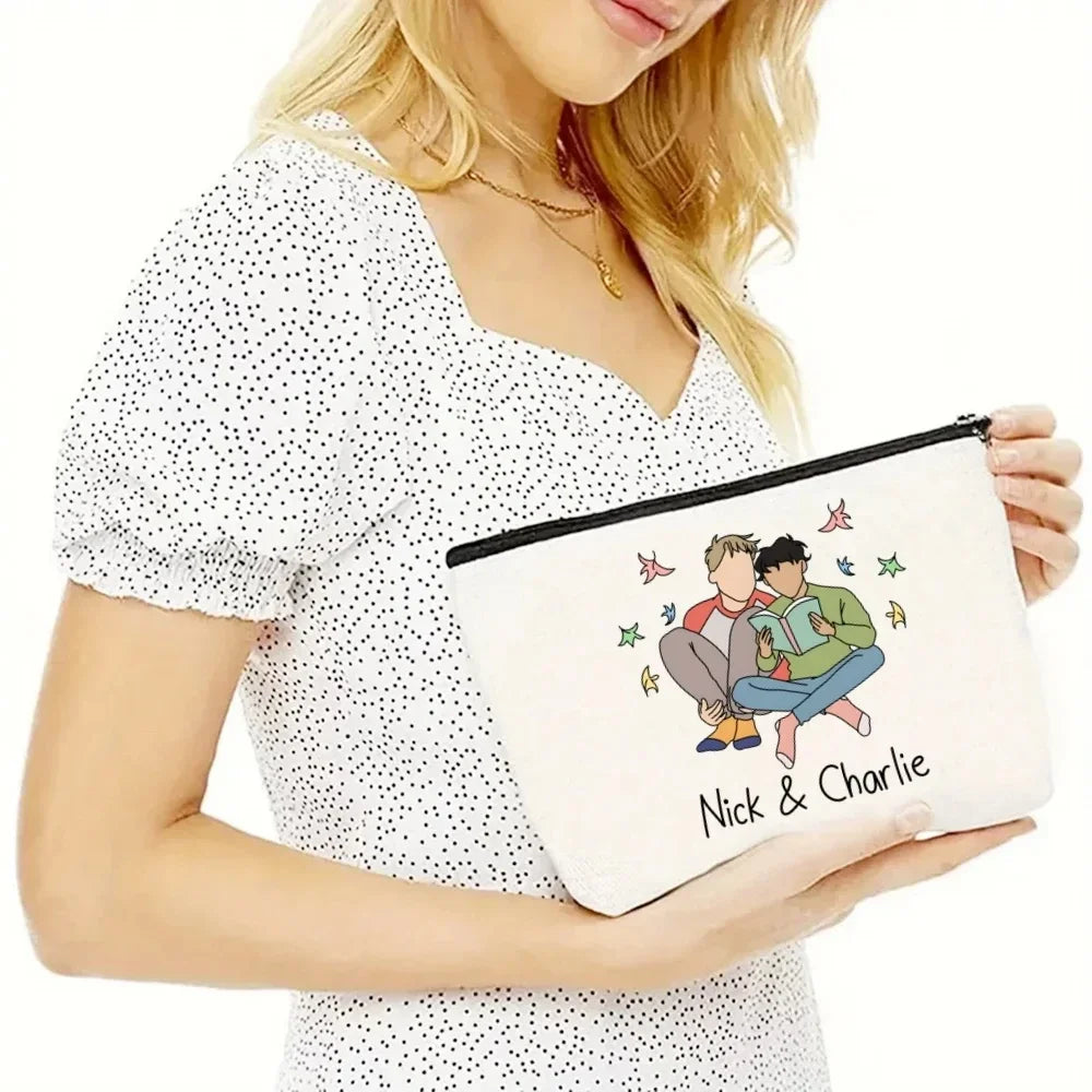 2pcs/set Ladies Handbag Cosmetic Bag Show Heartstopper Canvas Fashion Shoulder Bag Eco Large Capacity Shopping Bag Purse