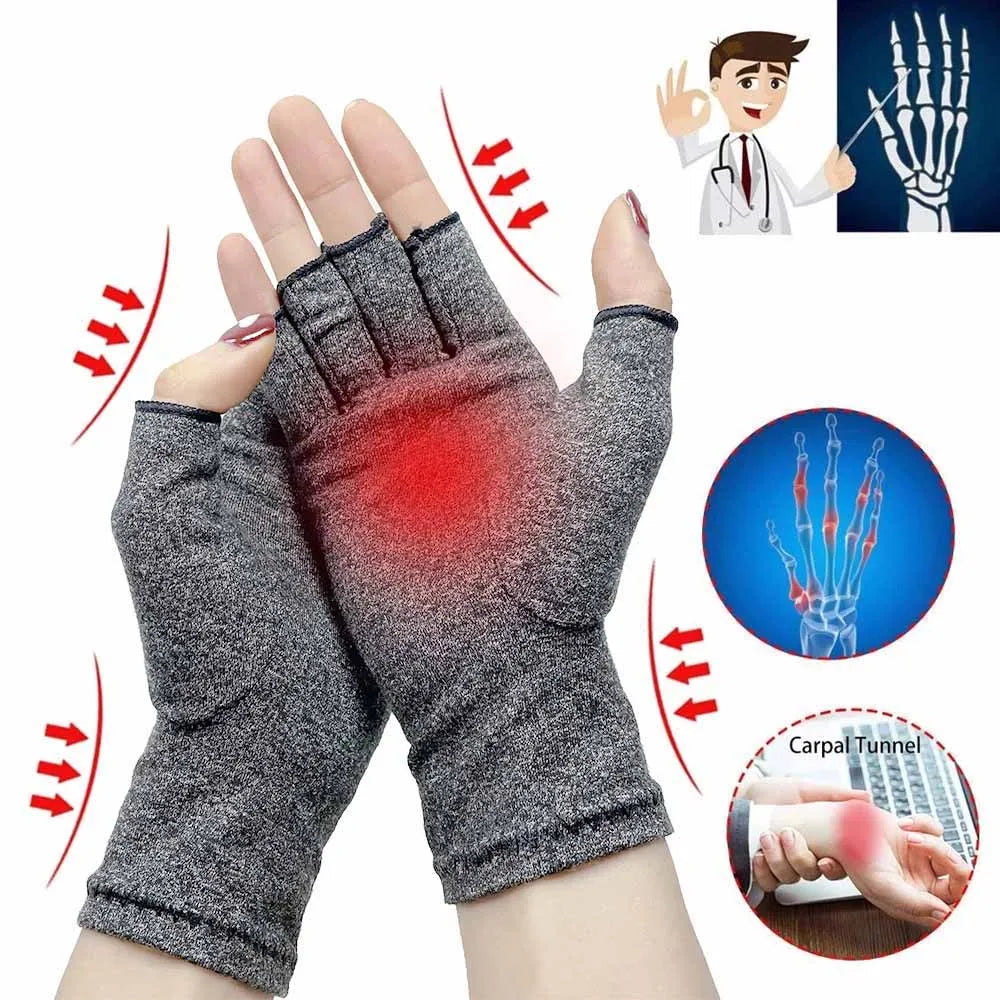 Touchscreen Arthritis Compression Gloves – Fingerless Hand Support for Swelling & Joint Stiffness