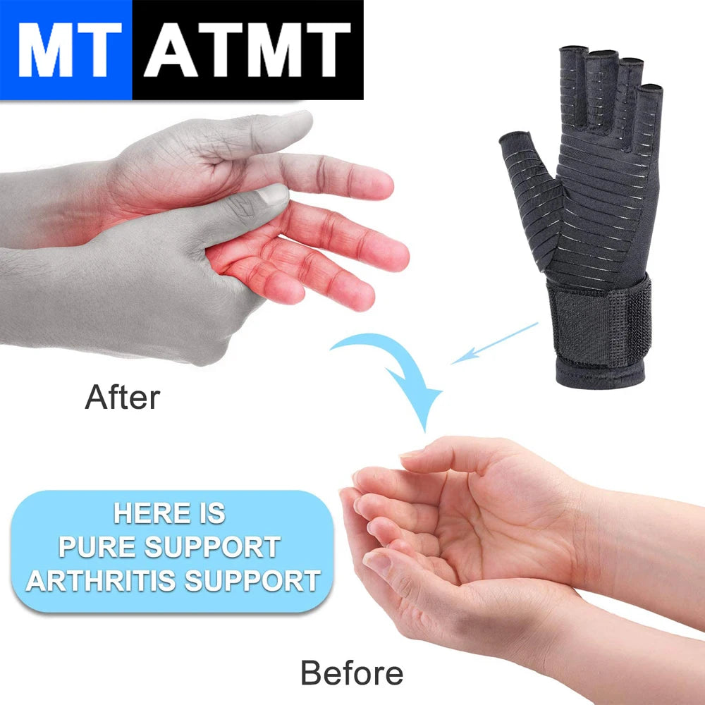 1 Pair Fingerless Compression Arthritis Gloves – Support for Hand Swelling & Joint Stiffness