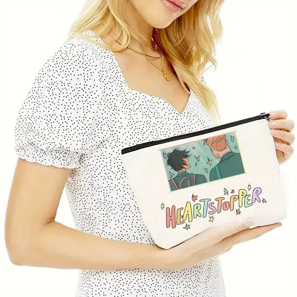2pcs/set Ladies Handbag Cosmetic Bag Show Heartstopper Canvas Fashion Shoulder Bag Eco Large Capacity Shopping Bag Purse