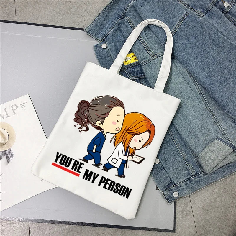 Greys Anatomy Tote Set - Women's You're My Person Heart Shoulder Bag with Easy Access & Matching Clutch Pouch Gift for Nurse