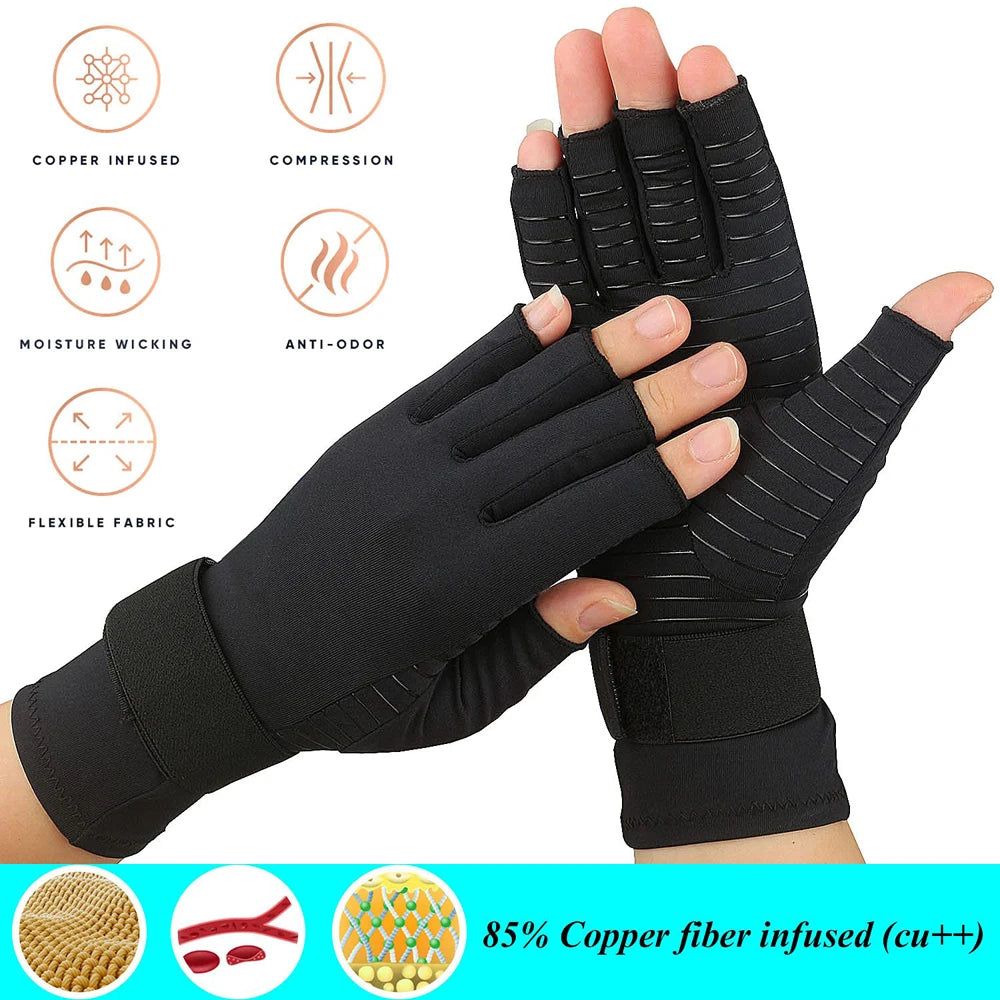 1 Pair Fingerless Compression Arthritis Gloves – Support for Hand Swelling & Joint Stiffness