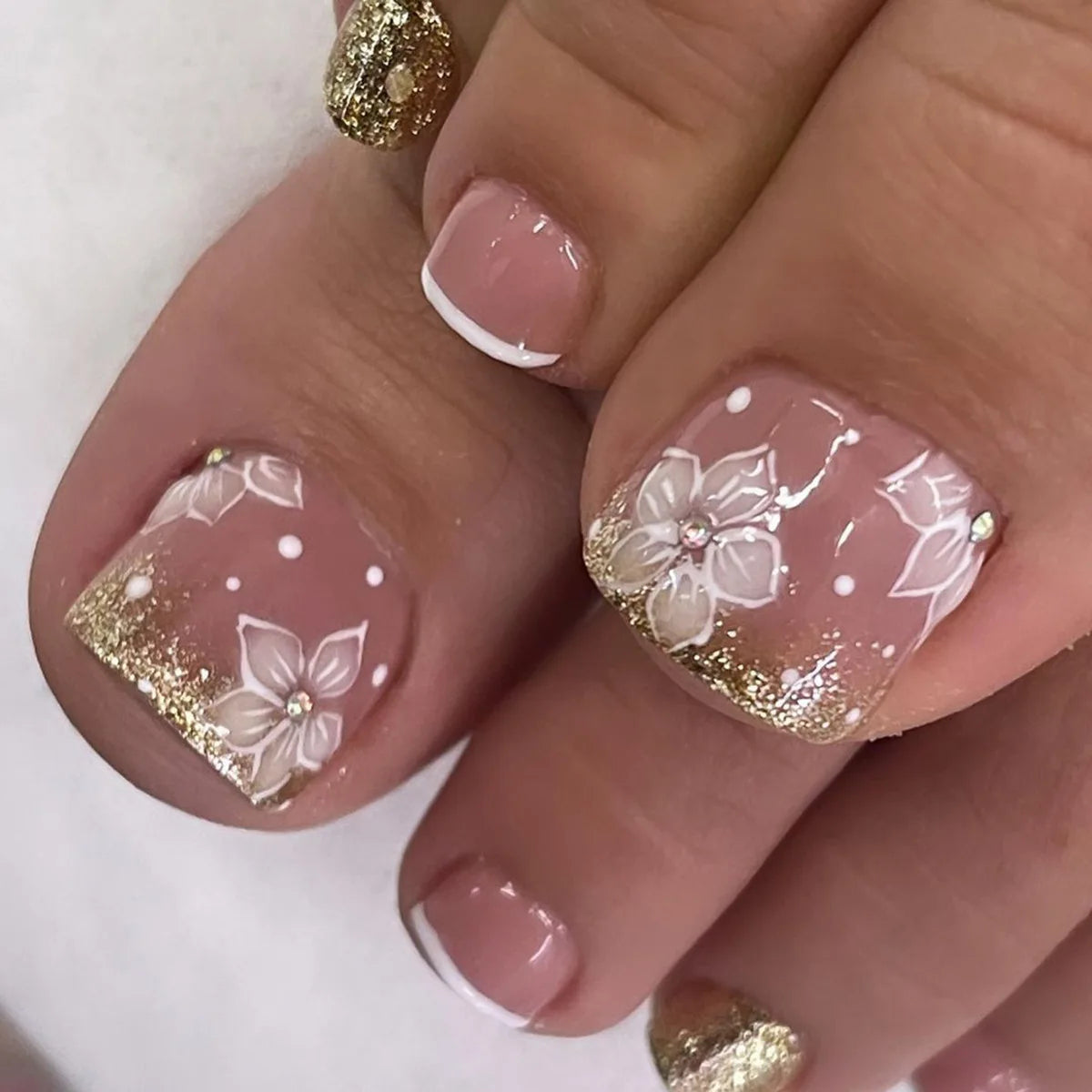 False Toes Nails French Square Nude Color Nature Fake Toe Nails Feet Nail Tips Artificial Press On Toenails for Women 2025