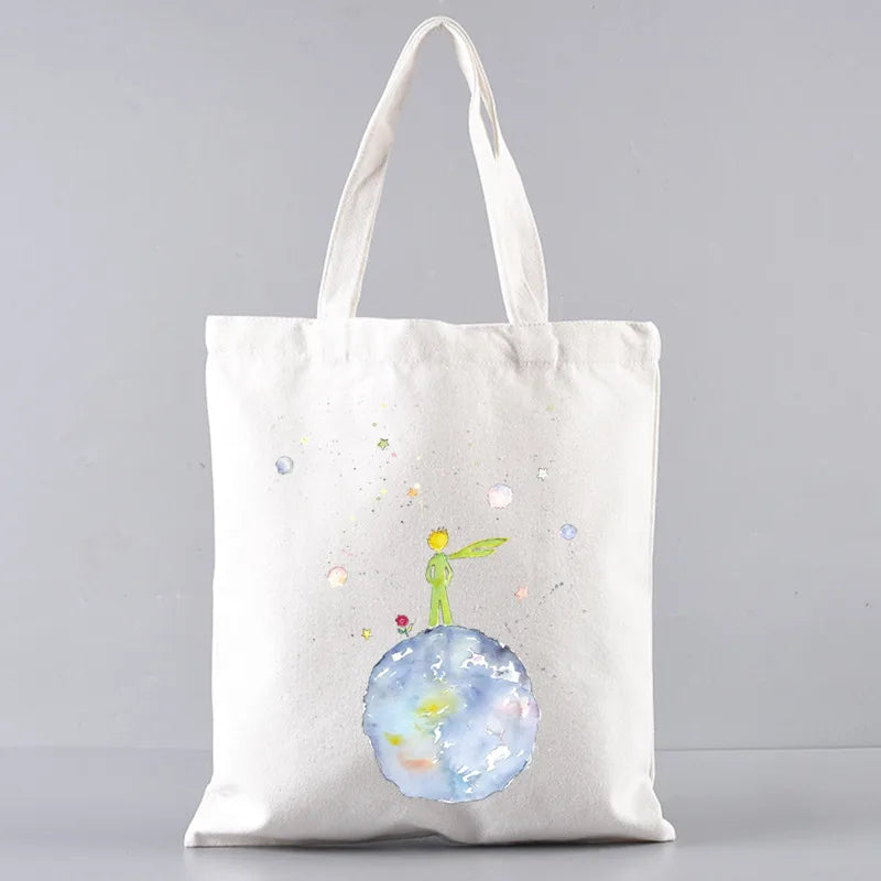 Little Prince Earth Space Y2K Art Harajuku Tote Set - Women's Spacious Shoulder Bag with Easy Access & Matching Clutch Pouch