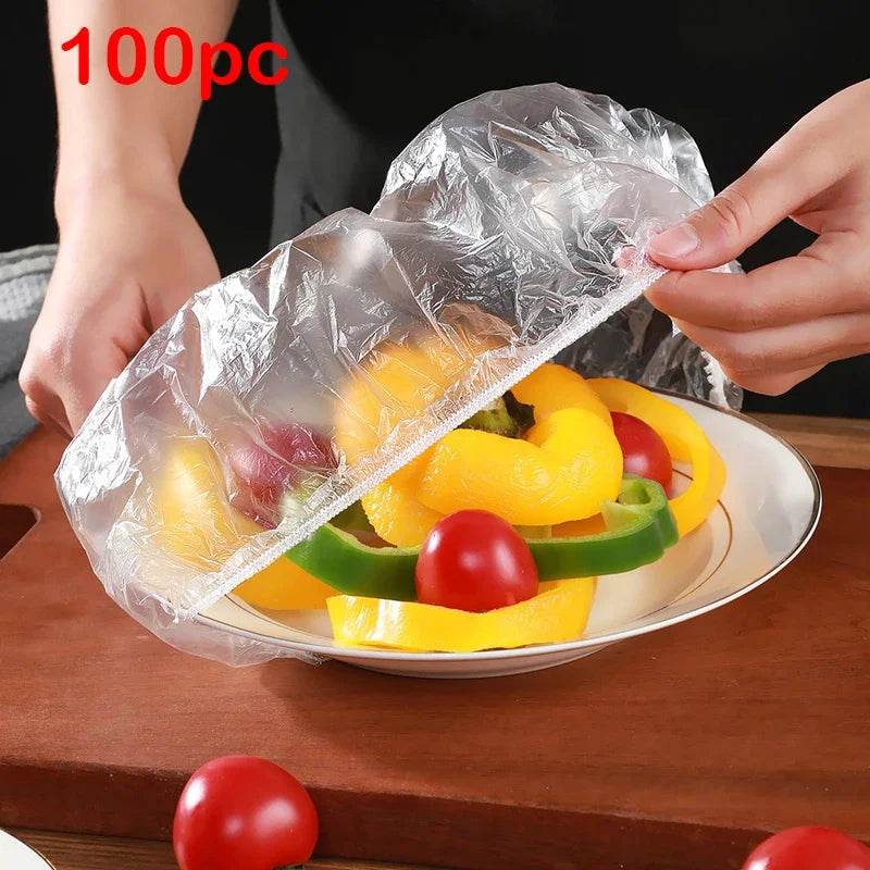 100pcs Disposable Food Cover Plastic