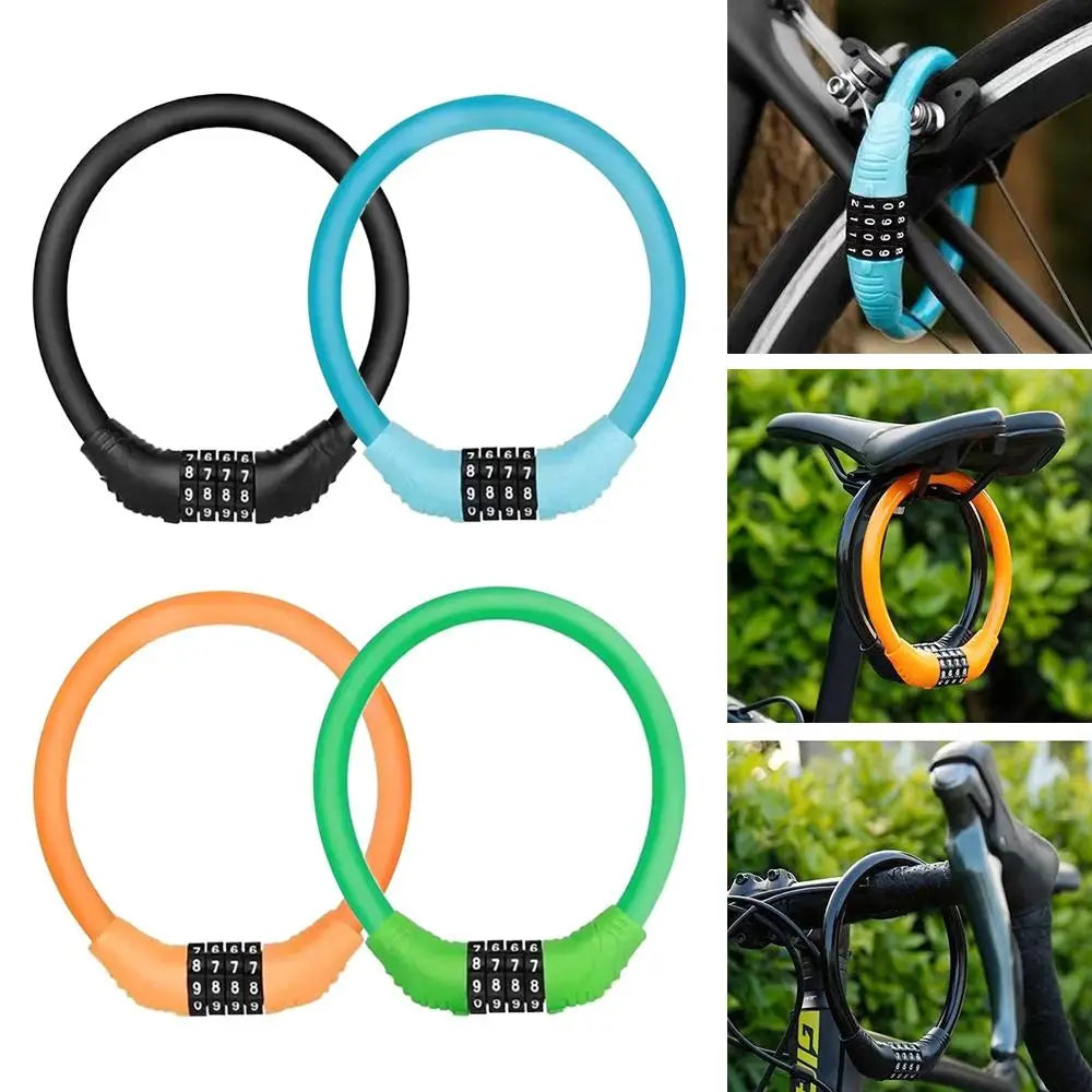 2 Pack Bicycle Safety Lock Helmet Lock Password Rope Steel Wire Lock Mountain Bike Backpack Lock Portable Combination