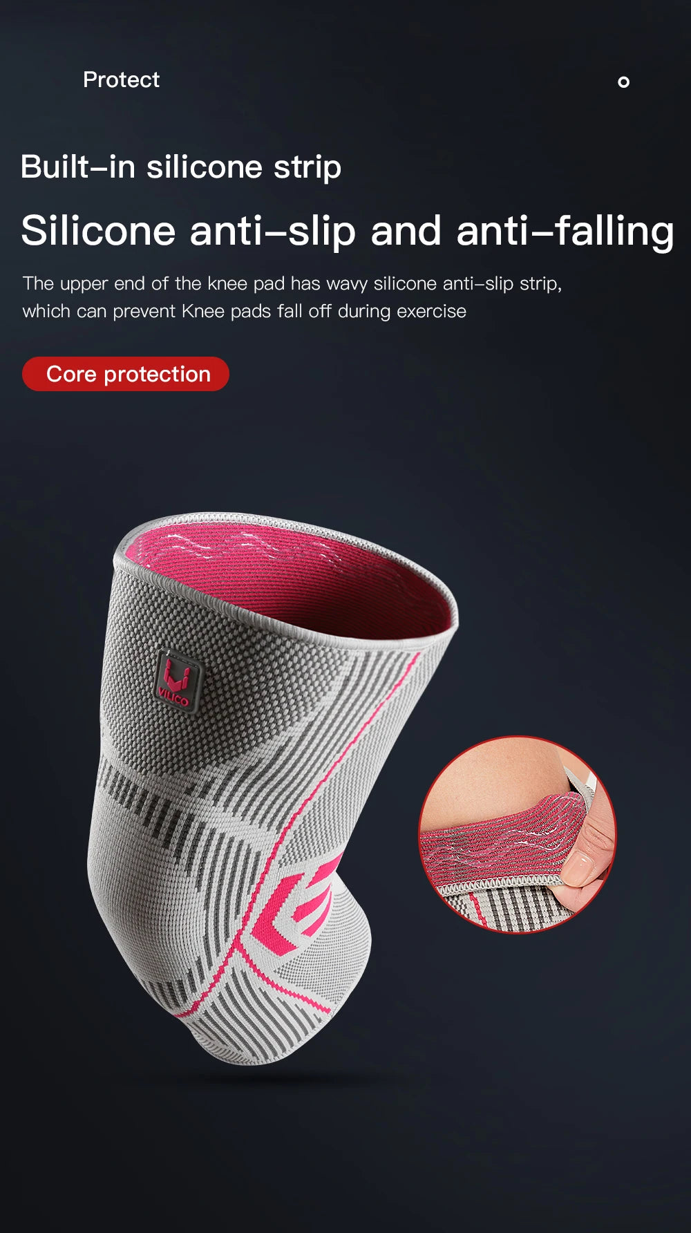 Vilico 1PC Compression Knee Support – Nylon Sports Sleeve for Joint Protection & Performance