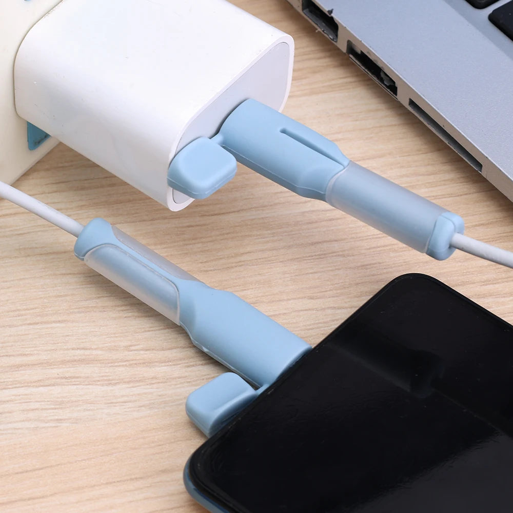 2in1 Data Cable Protector Cover Cute Silicone USB&Type C Charger Cable Saver Universal Mini Anti-Break Mobile Phone Cord Holder