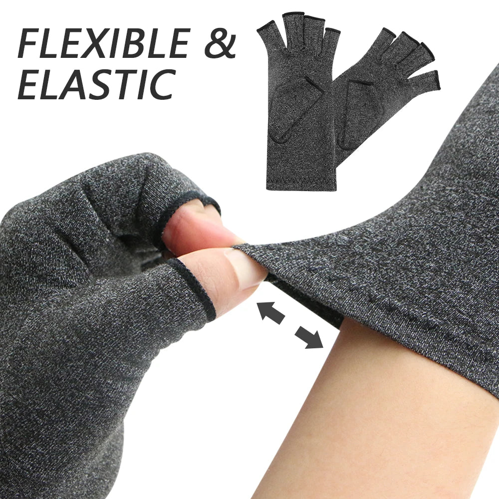 Touchscreen Arthritis Compression Gloves – Fingerless Hand Support for Swelling & Joint Stiffness