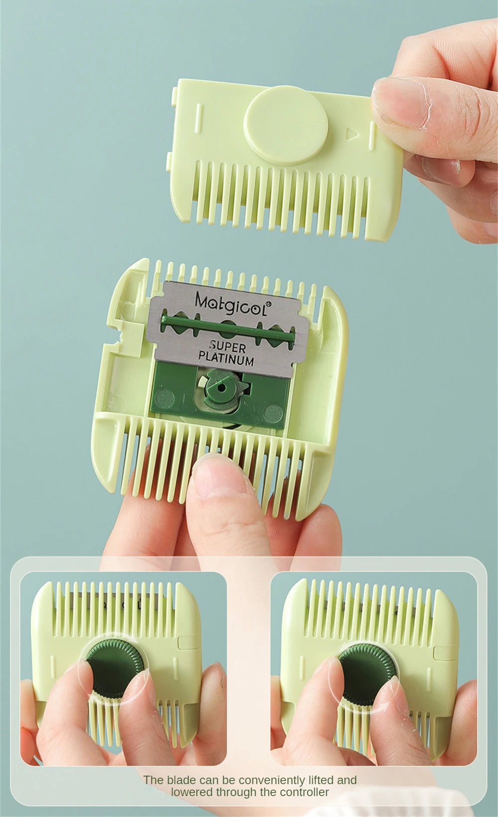 2 in 1 Baby HairCut and Hairdressing Comb Trim Bangs and Broken Hair Bangs Trimmer Manual Portable Children's Hair Clipper