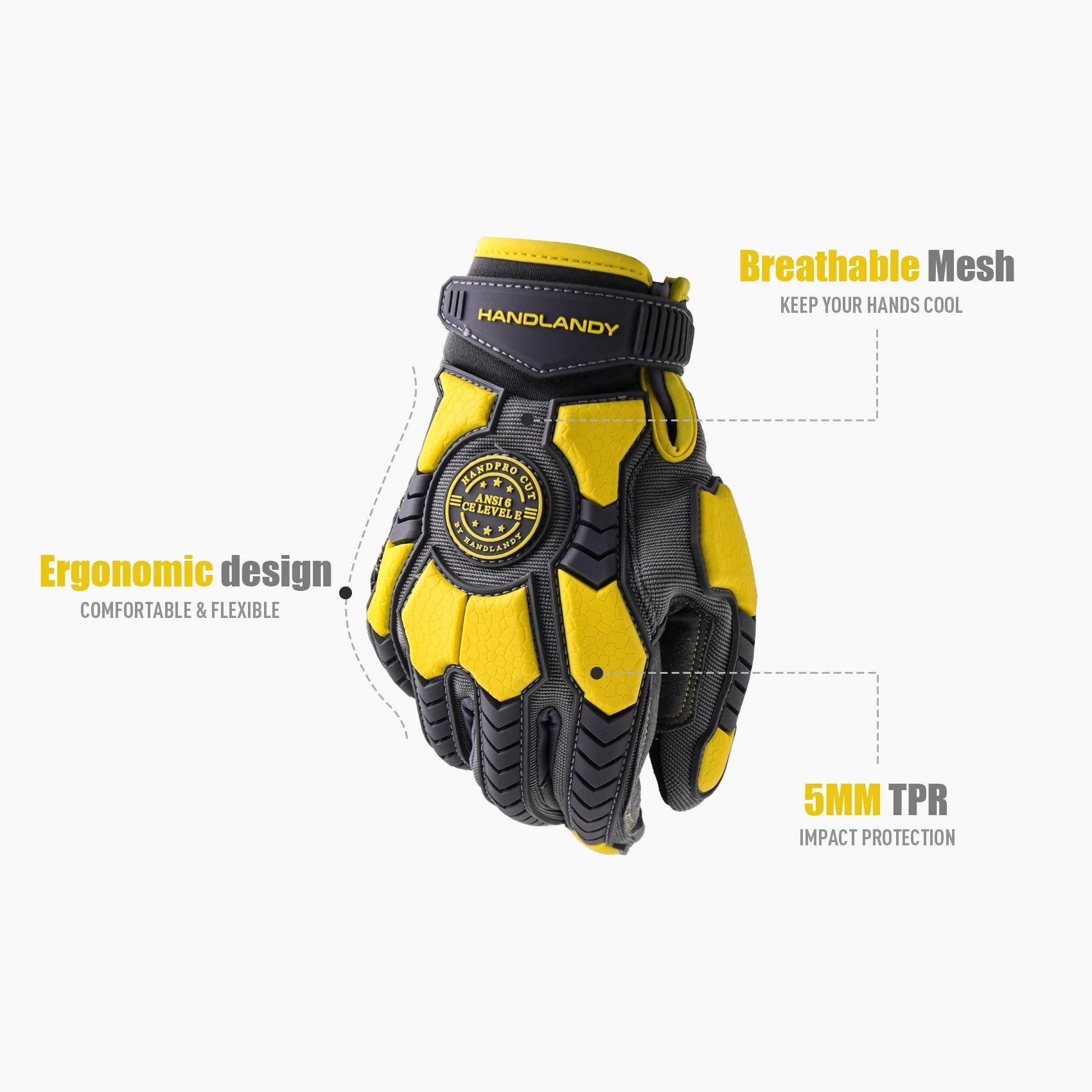 HANDLANDY Heavy Duty Work Gloves for Men, Cut 6 Safety Impact Protection Working Gloves Touch Screen Mechanics Gloves