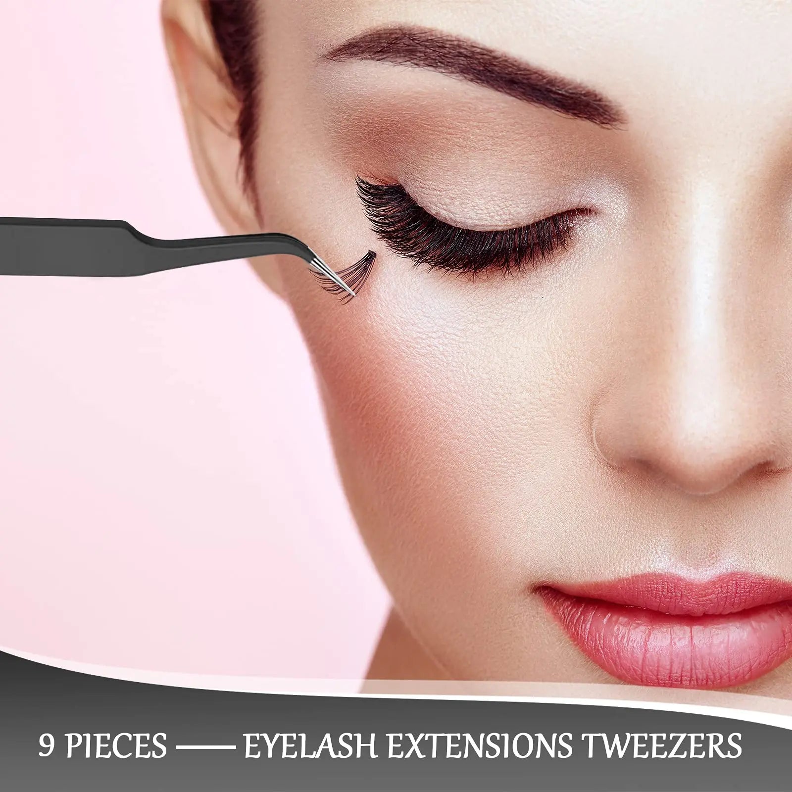 Curved Tip Eyelash Extension Tweezers, Stainless Steel Curved Tip Tweezers Pointed Tip Tweezers with Protective Cover
