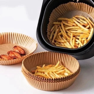 Air Fryer Disposable Paper Liners – Set of 50 Non-Stick, Grease-Proof Baking Sheets (20 cm Diameter) for Easy Clean-Up