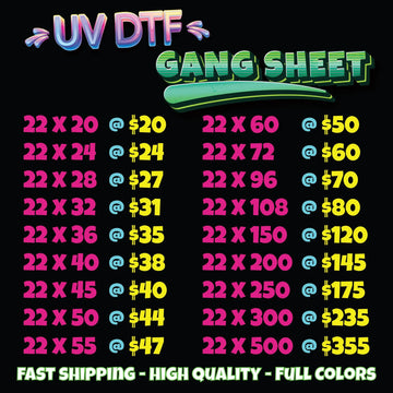 Custom UV DTF Gang Sheet, Decals, Stickers, Uv DTF Transfers, High Quality, Wholesale Prices, Custom Stickers, Stick Well Wood Glass Metal