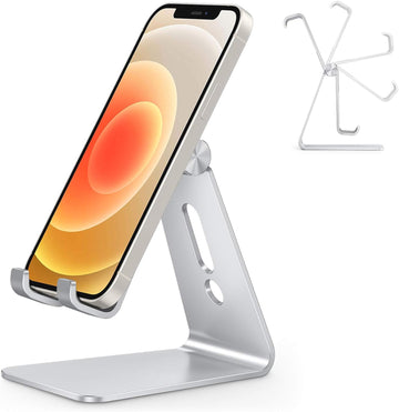 Folding Cell Phone Stand, Fully Adjustable Foldable Desktop Phone Holder Cradle Dock Compatible with Phone 16 15 14 13 12 11 Pro Xs Xs Max Xr X 8, Nintendo Switch, All Phones