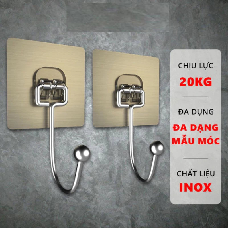 Set of 20 Heavy-Duty Wall Adhesive Hook – Waterproof Stainless Steel Hook with Anti-Rust Coating, Holds Up to 5kg