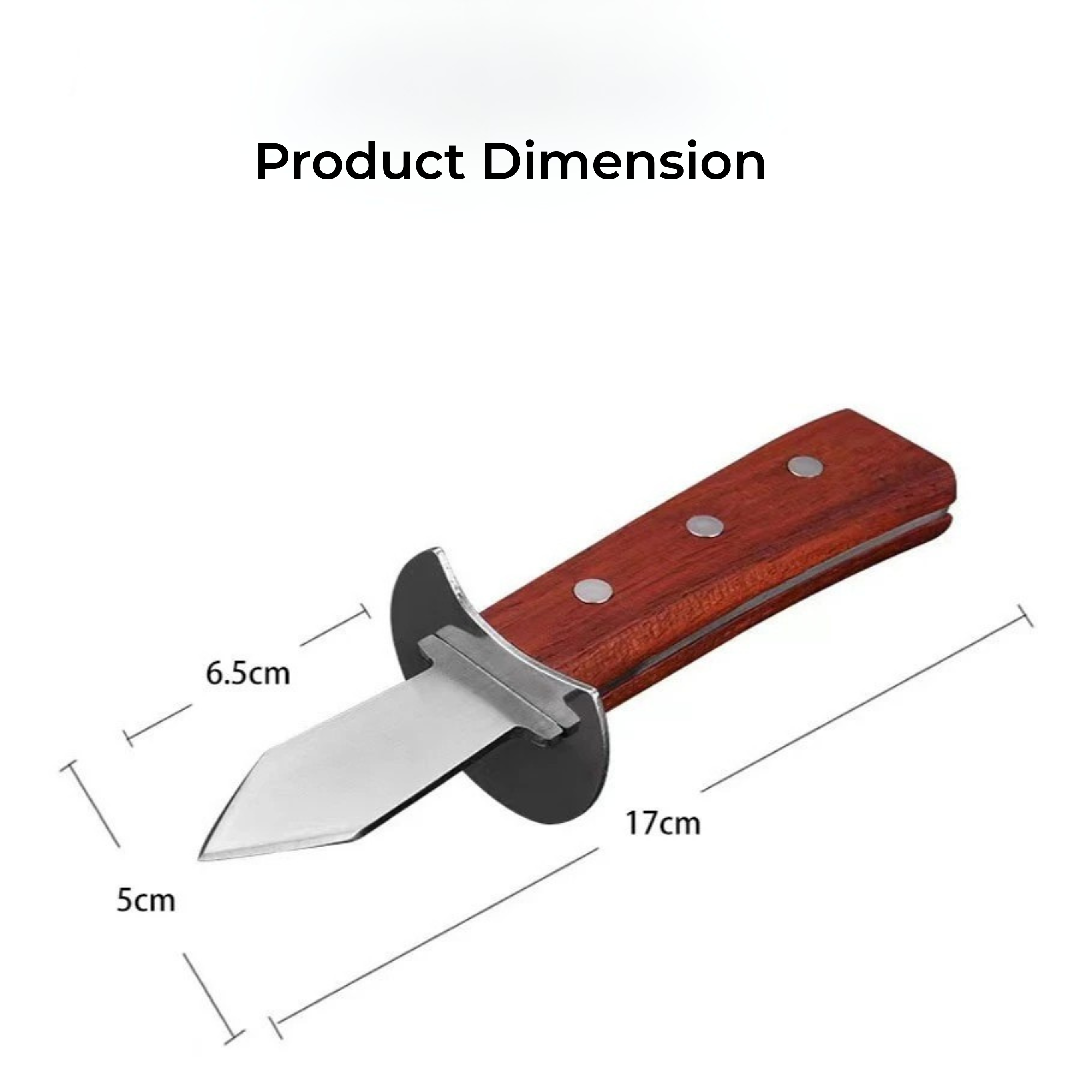 Professional Oyster Shucking Knife with Wooden & Anti-Slip Stainless Steel Handle, Durable Steel Blade for Easy Shell Opening