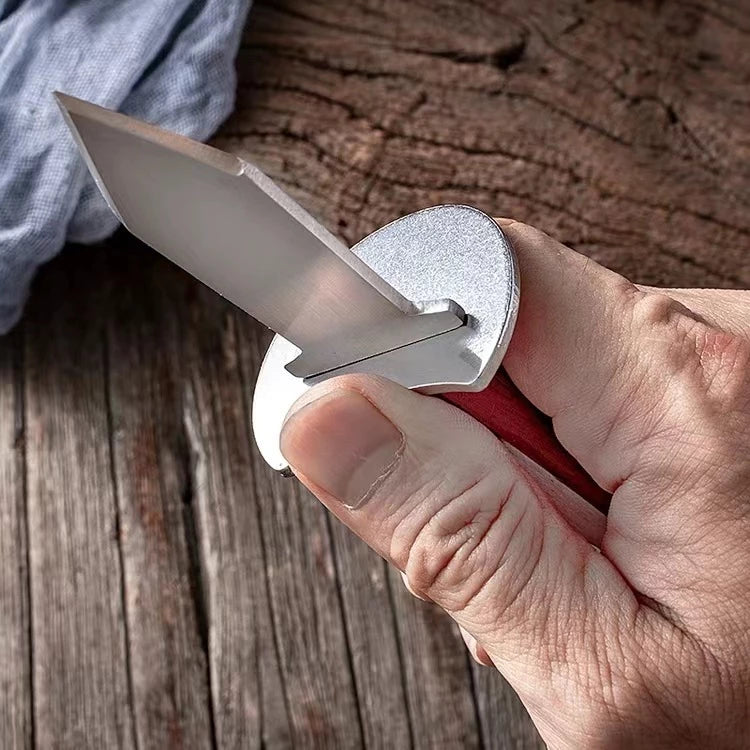 Professional Oyster Shucking Knife with Wooden & Anti-Slip Stainless Steel Handle, Durable Steel Blade for Easy Shell Opening