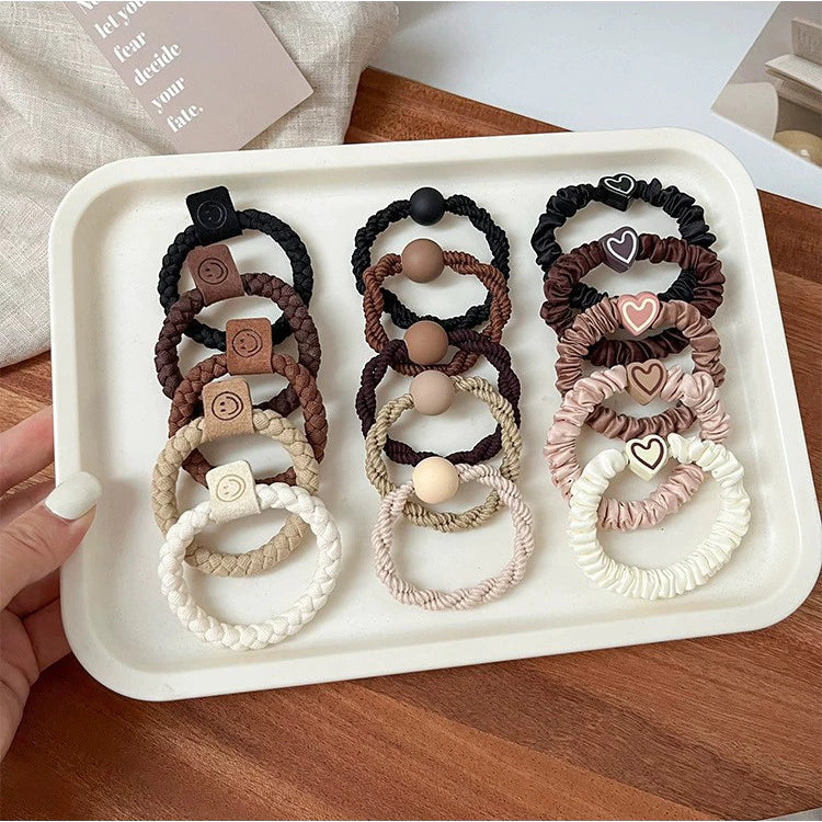 Set Of 5 Pcs Ouchless Elastic Hair Ties , Assorted Neutrals, Pain-Free Hair Accessories for Women, Made for Long-Lasting Braids, Ponytails & More, For Fine Hair