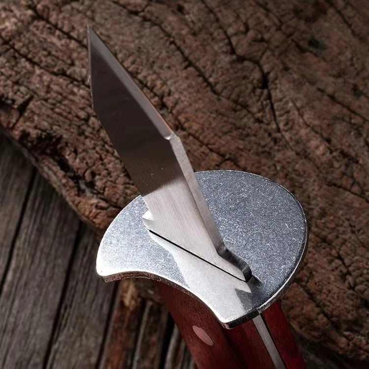 Professional Oyster Shucking Knife with Wooden & Anti-Slip Stainless Steel Handle, Durable Steel Blade for Easy Shell Opening