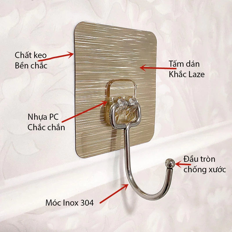 Set of 20 Heavy-Duty Wall Adhesive Hook – Waterproof Stainless Steel Hook with Anti-Rust Coating, Holds Up to 5kg